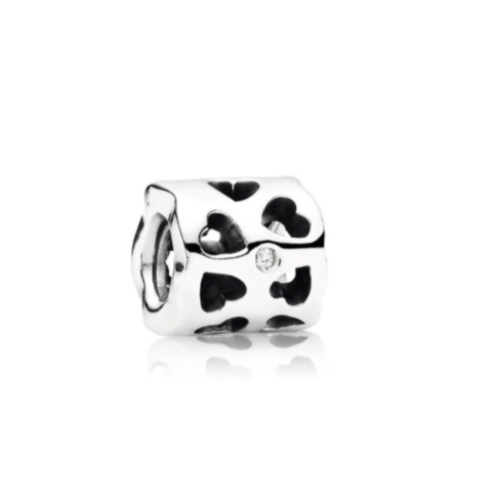 Pandora cylinder heart cutout charm